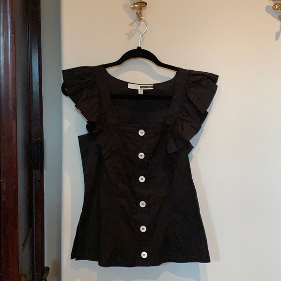 Black Tracy Reese ruffle top, sz 0 - Picture 1 of 2